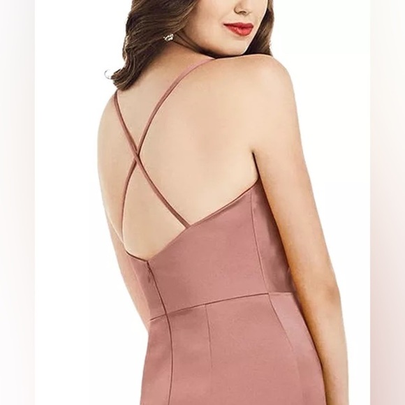Dessy Collection Cowlneck Sleeveless Maxi Dress in Desert Rose Pink - Picture 4 of 11